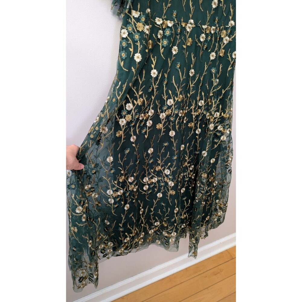 Baltic Born Arabella Maxi Dress XL Floral Embroidered Tulle Wedding Event Green - Picture 4 of 12
